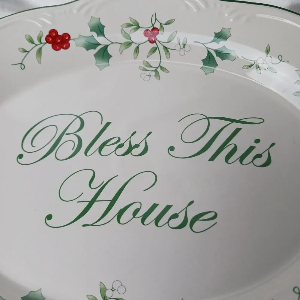 PFALTZGRAFF BLESS THIS HOUSE WINTERBERRY 11'' OVAL SERVING PLATTER